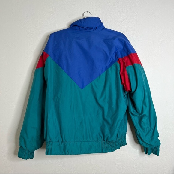 Vintage Men's Green Blue Red Long Sleeve Zip Up Front Windbreaker Jacket Size L - Picture 6 of 10